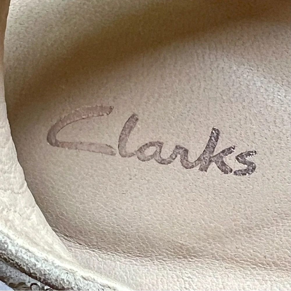 Clarks Beige Suede Platform Sandals